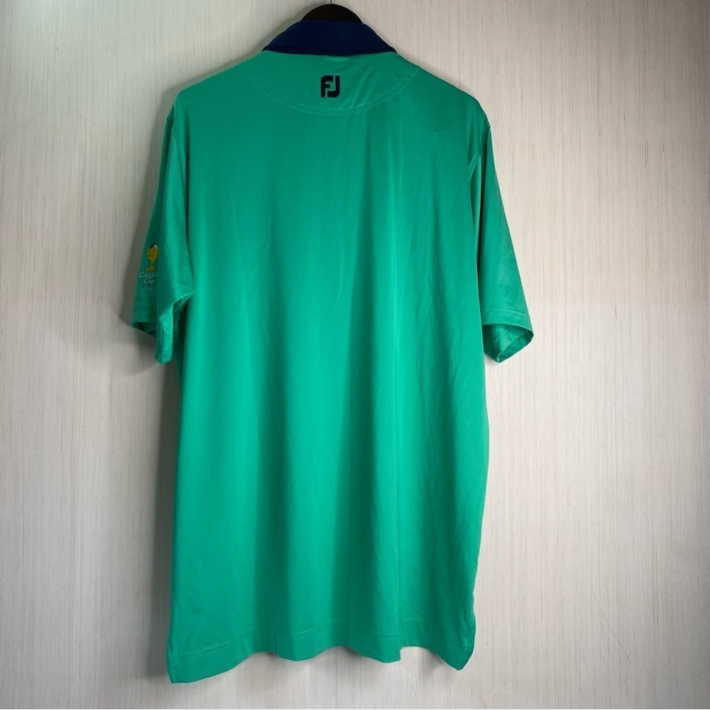 Foot Joy Men's Spiral Trim Polo Golf Shirt ProDry Green Navy Carson Cup 2022 XL - Picture 2 of 9